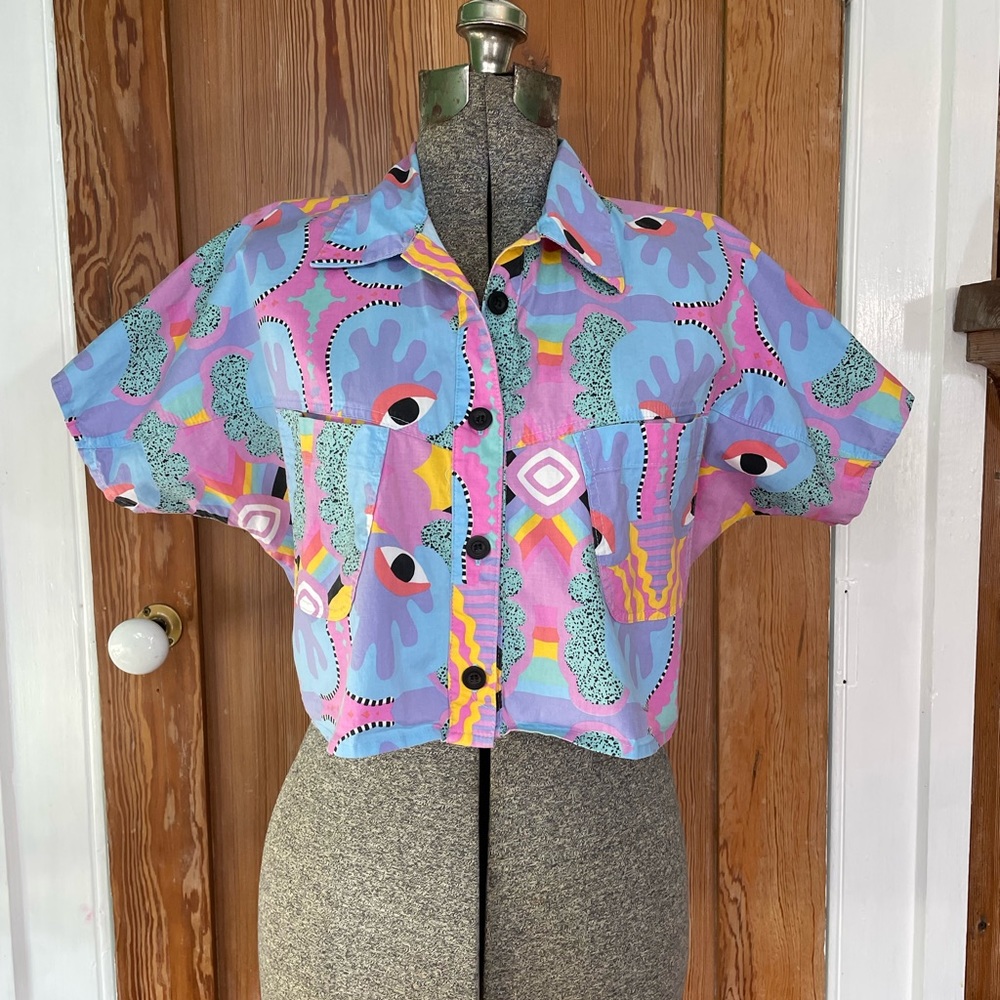 Nooworks Mucci Print Western Crop Shirt - Size Large